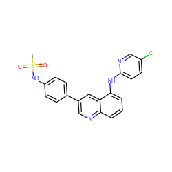 CS(=O)(=O)Nc1ccc(-c2cnc3cccc(Nc4ccc(Cl)cn4)c3c2)cc1 ZINC000028957611