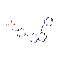 CS(=O)(=O)Nc1ccc(-c2cnc3cccc(Nc4ncccn4)c3c2)cc1 ZINC000028957604