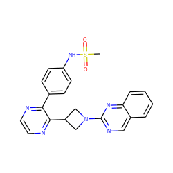 CS(=O)(=O)Nc1ccc(-c2nccnc2C2CN(c3ncc4ccccc4n3)C2)cc1 ZINC000140099021