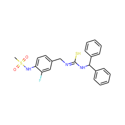 CS(=O)(=O)Nc1ccc(C/N=C(\S)NC(c2ccccc2)c2ccccc2)cc1F ZINC000013672922