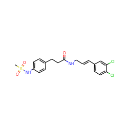 CS(=O)(=O)Nc1ccc(CCC(=O)NC/C=C/c2ccc(Cl)c(Cl)c2)cc1 ZINC000045393932