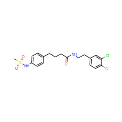 CS(=O)(=O)Nc1ccc(CCCC(=O)NCCc2ccc(Cl)c(Cl)c2)cc1 ZINC000045348795