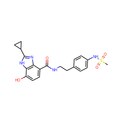 CS(=O)(=O)Nc1ccc(CCNC(=O)c2ccc(O)c3[nH]c(C4CC4)nc23)cc1 ZINC000073311705