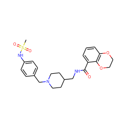 CS(=O)(=O)Nc1ccc(CN2CCC(CNC(=O)c3cccc4c3OCCO4)CC2)cc1 ZINC000299829386