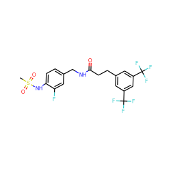 CS(=O)(=O)Nc1ccc(CNC(=O)CCc2cc(C(F)(F)F)cc(C(F)(F)F)c2)cc1F ZINC000040429168