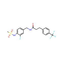 CS(=O)(=O)Nc1ccc(CNC(=O)CCc2ccc(C(F)(F)F)cc2)cc1F ZINC000045506649