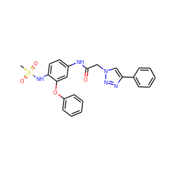 CS(=O)(=O)Nc1ccc(NC(=O)Cn2cc(-c3ccccc3)nn2)cc1Oc1ccccc1 ZINC000103253828