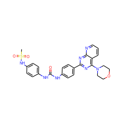 CS(=O)(=O)Nc1ccc(NC(=O)Nc2ccc(-c3nc(N4CCOCC4)c4cccnc4n3)cc2)cc1 ZINC001772571066