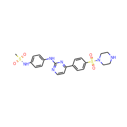 CS(=O)(=O)Nc1ccc(Nc2nccc(-c3ccc(S(=O)(=O)N4CCNCC4)cc3)n2)cc1 ZINC000013588921