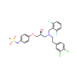 CS(=O)(=O)Nc1ccc(OC[C@@H](O)CN(CCc2ccc(Cl)c(Cl)c2)Cc2c(F)cccc2F)cc1 ZINC000042890393