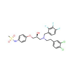 CS(=O)(=O)Nc1ccc(OC[C@@H](O)CN(CCc2ccc(Cl)c(Cl)c2)Cc2ccc(F)c(F)c2F)cc1 ZINC000049878702