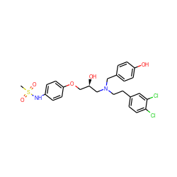 CS(=O)(=O)Nc1ccc(OC[C@@H](O)CN(CCc2ccc(Cl)c(Cl)c2)Cc2ccc(O)cc2)cc1 ZINC000042891139