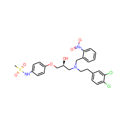 CS(=O)(=O)Nc1ccc(OC[C@@H](O)CN(CCc2ccc(Cl)c(Cl)c2)Cc2ccccc2[N+](=O)[O-])cc1 ZINC000049881510