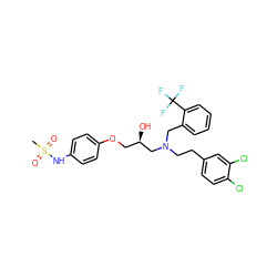 CS(=O)(=O)Nc1ccc(OC[C@@H](O)CN(CCc2ccc(Cl)c(Cl)c2)Cc2ccccc2C(F)(F)F)cc1 ZINC000049881559