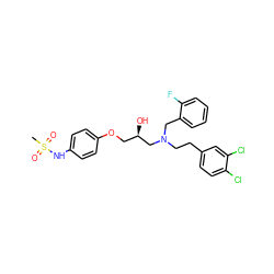 CS(=O)(=O)Nc1ccc(OC[C@@H](O)CN(CCc2ccc(Cl)c(Cl)c2)Cc2ccccc2F)cc1 ZINC000049881588