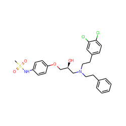 CS(=O)(=O)Nc1ccc(OC[C@@H](O)CN(CCc2ccccc2)CCc2ccc(Cl)c(Cl)c2)cc1 ZINC000042891487