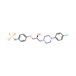 CS(=O)(=O)Nc1ccc(OC[C@@H](O)CN2CCN(c3ccc(Cl)cc3)CC2)cc1 ZINC000033853083