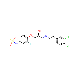 CS(=O)(=O)Nc1ccc(OC[C@@H](O)CNCCc2ccc(Cl)c(Cl)c2)c(F)c1 ZINC000045498621