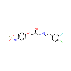 CS(=O)(=O)Nc1ccc(OC[C@@H](O)CNCCc2ccc(Cl)c(F)c2)cc1 ZINC000040955406