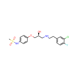 CS(=O)(=O)Nc1ccc(OC[C@@H](O)CNCCc2ccc(F)c(Cl)c2)cc1 ZINC000040431181