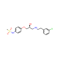 CS(=O)(=O)Nc1ccc(OC[C@@H](O)CNCCc2cccc(Cl)c2)cc1 ZINC000040430246