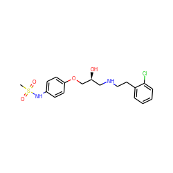 CS(=O)(=O)Nc1ccc(OC[C@@H](O)CNCCc2ccccc2Cl)cc1 ZINC000096900964