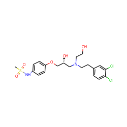 CS(=O)(=O)Nc1ccc(OC[C@H](O)CN(CCO)CCc2ccc(Cl)c(Cl)c2)cc1 ZINC000034395618