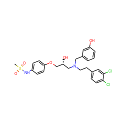 CS(=O)(=O)Nc1ccc(OC[C@H](O)CN(CCc2ccc(Cl)c(Cl)c2)Cc2cccc(O)c2)cc1 ZINC000049881627