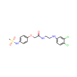 CS(=O)(=O)Nc1ccc(OCC(=O)NCCNc2ccc(Cl)c(Cl)c2)cc1 ZINC000045391758