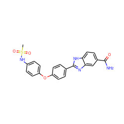 CS(=O)(=O)Nc1ccc(Oc2ccc(-c3nc4cc(C(N)=O)ccc4[nH]3)cc2)cc1 ZINC000013612121