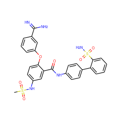 CS(=O)(=O)Nc1ccc(Oc2cccc(C(=N)N)c2)c(C(=O)Nc2ccc(-c3ccccc3S(N)(=O)=O)cc2)c1 ZINC000029401599