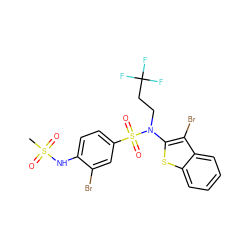 CS(=O)(=O)Nc1ccc(S(=O)(=O)N(CCC(F)(F)F)c2sc3ccccc3c2Br)cc1Br ZINC000164735929