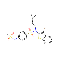 CS(=O)(=O)Nc1ccc(S(=O)(=O)N(CCC2CC2)c2sc3ccccc3c2Br)cc1 ZINC000115232144