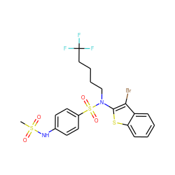 CS(=O)(=O)Nc1ccc(S(=O)(=O)N(CCCCC(F)(F)F)c2sc3ccccc3c2Br)cc1 ZINC000115232409