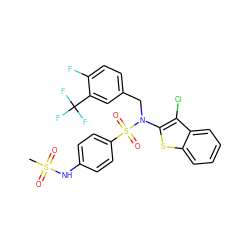 CS(=O)(=O)Nc1ccc(S(=O)(=O)N(Cc2ccc(F)c(C(F)(F)F)c2)c2sc3ccccc3c2Cl)cc1 ZINC000115233637