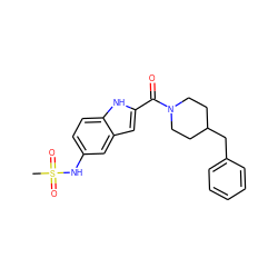 CS(=O)(=O)Nc1ccc2[nH]c(C(=O)N3CCC(Cc4ccccc4)CC3)cc2c1 ZINC000035259620