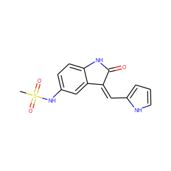 CS(=O)(=O)Nc1ccc2c(c1)/C(=C/c1ccc[nH]1)C(=O)N2 ZINC000028823462