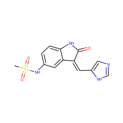 CS(=O)(=O)Nc1ccc2c(c1)/C(=C/c1cnc[nH]1)C(=O)N2 ZINC000653762993