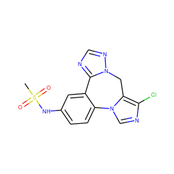 CS(=O)(=O)Nc1ccc2c(c1)-c1ncnn1Cc1c(Cl)ncn1-2 ZINC000049045809