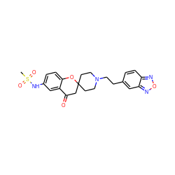 CS(=O)(=O)Nc1ccc2c(c1)C(=O)CC1(CCN(CCc3ccc4nonc4c3)CC1)O2 ZINC000049888572