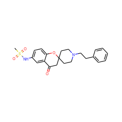 CS(=O)(=O)Nc1ccc2c(c1)C(=O)CC1(CCN(CCc3ccccc3)CC1)O2 ZINC000013728482