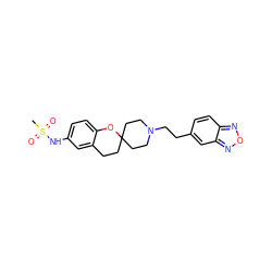 CS(=O)(=O)Nc1ccc2c(c1)CCC1(CCN(CCc3ccc4nonc4c3)CC1)O2 ZINC000013728494