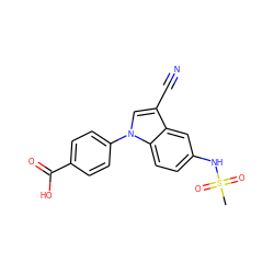 CS(=O)(=O)Nc1ccc2c(c1)c(C#N)cn2-c1ccc(C(=O)O)cc1 ZINC000142761742