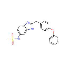 CS(=O)(=O)Nc1ccc2nc(Cc3ccc(Oc4ccccc4)cc3)[nH]c2c1 ZINC000013560446