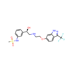 CS(=O)(=O)Nc1cccc([C@@H](O)CNCCOc2ccc3c(C(F)(F)F)n[nH]c3c2)c1 ZINC000068208288