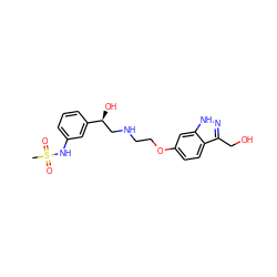 CS(=O)(=O)Nc1cccc([C@@H](O)CNCCOc2ccc3c(CO)n[nH]c3c2)c1 ZINC000473099592