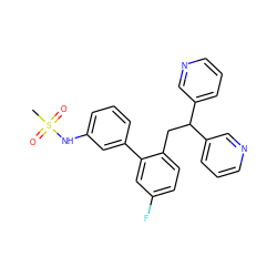 CS(=O)(=O)Nc1cccc(-c2cc(F)ccc2CC(c2cccnc2)c2cccnc2)c1 ZINC000114776061