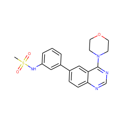 CS(=O)(=O)Nc1cccc(-c2ccc3ncnc(N4CCOCC4)c3c2)c1 ZINC000004257404