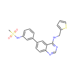 CS(=O)(=O)Nc1cccc(-c2ccc3ncnc(NCc4cccs4)c3c2)c1 ZINC000004239342