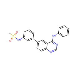 CS(=O)(=O)Nc1cccc(-c2ccc3ncnc(Nc4ccccc4)c3c2)c1 ZINC000004257417